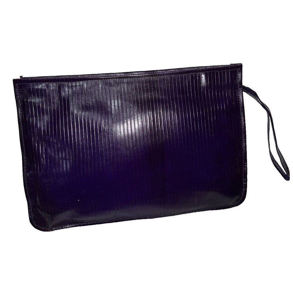 Valerie Vintage Women’s Purple Textured Leather Clutch Handbag Old Money Evening